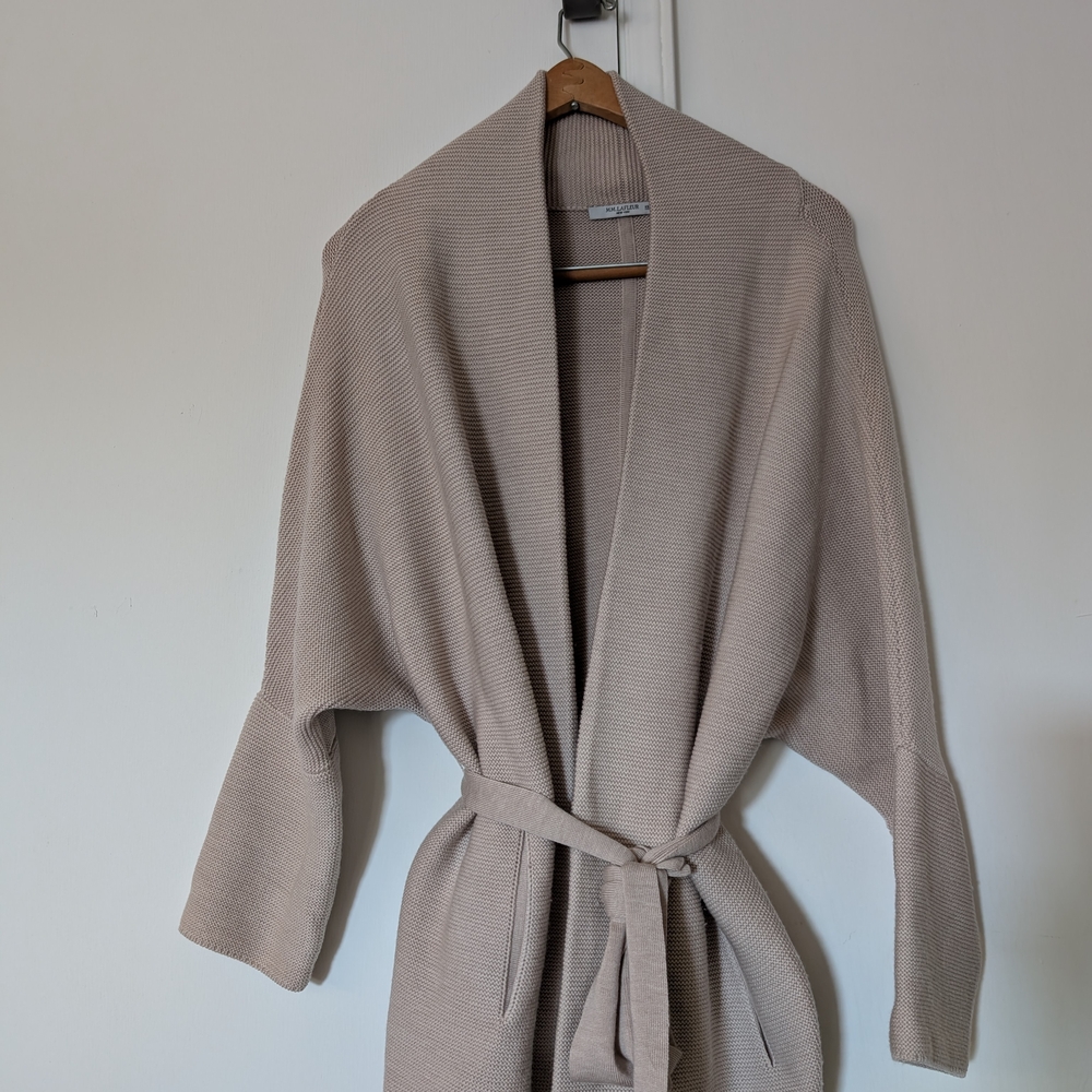 MM Lafleur Morandi Almond Beige Knit Belted Cardigan Size S (Fits Size 0-8)